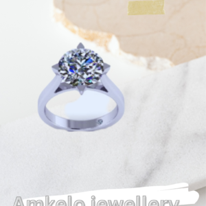 diamond stud silver engagement rind